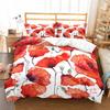 Poppy Flowers Bedding Sets Printed Jacquard Weave Bed Cover With Pillowcases Bedclothes Bedroom Comforter Set King Size Luxury