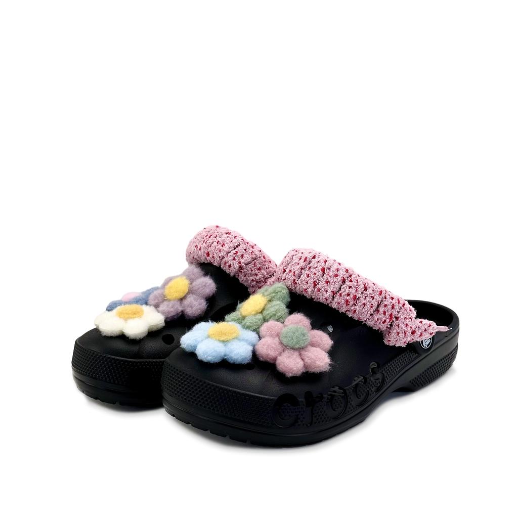 Crocs Classic clog EVA Dopamine Flower Beya Beach Fashion Hole Shoes Unisex Black