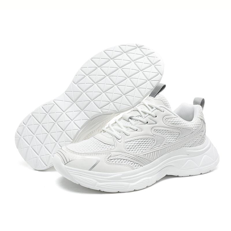 

Белые папины кроссовки с толстой подошвой мужские весна осень лето высокие кроссовки с резиновой подошвой не из кожи повседневные кроссовки 39 белый