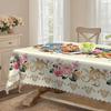 Polyester Waterproof Leave-In Rectangular Tablecloth, Flower Butterfly Printed European Table Cloth, Household Hotel Round Tablecloth