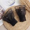 Women Mesh Lace Cuffs Detachable Artificial Pearl Sleeves Wedding Bridal Sweater Cuff Halloween Costume Cosplay Accessories 2Pcs