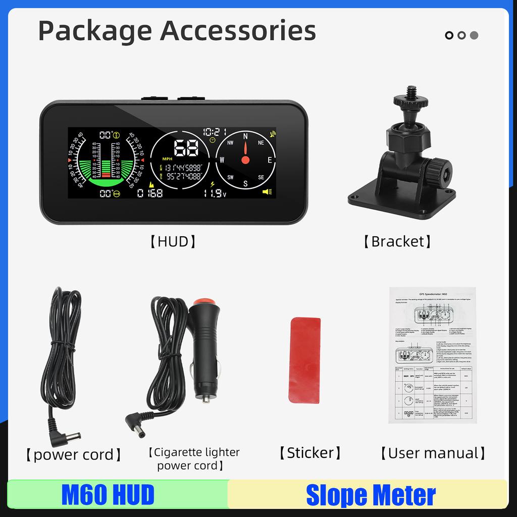 New M50 Slope Meter Display GPS+BDS Dual System Head Up Display M60 HUD Intelligent Inclinometer Off-road 4X4 Car HUD