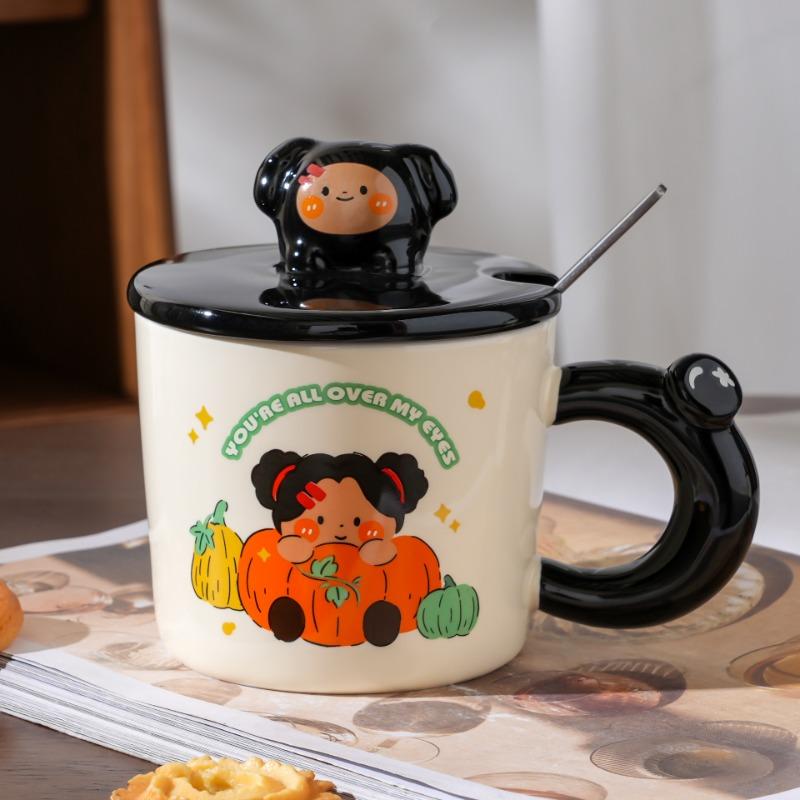 Cartoon Ceramic Cup with Lid High Value Home Office Couple Water Cup Creative Souvenir Gift Mug