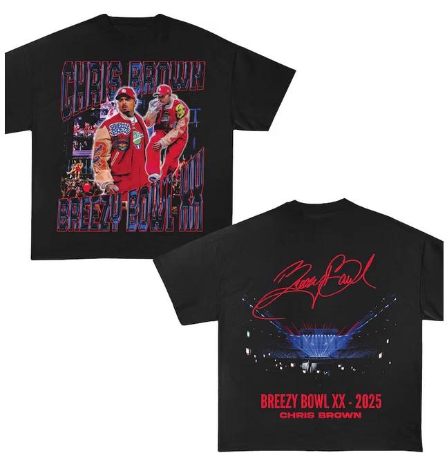 Chris Brown Tour tee, Chris Brown Breezy Bowl XX Tour 2025 TShirt L