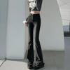 Women's High Waist Frayed Micro Flare Jeans - Retro Slim Fit Petite Pants