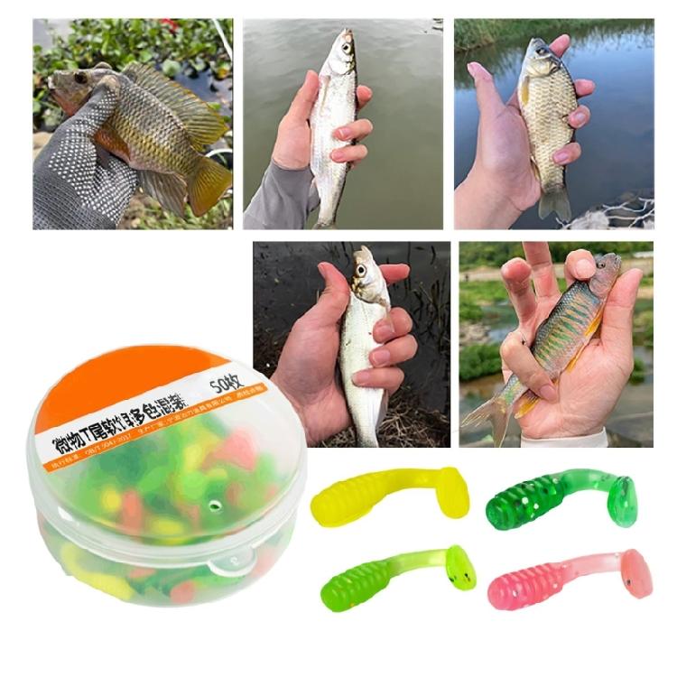 50Pcs Paddle Tail Swimbaits Soft Fishing Lures for Trout Artificial Baits Fishing Lures Swim Baits 1.5cm