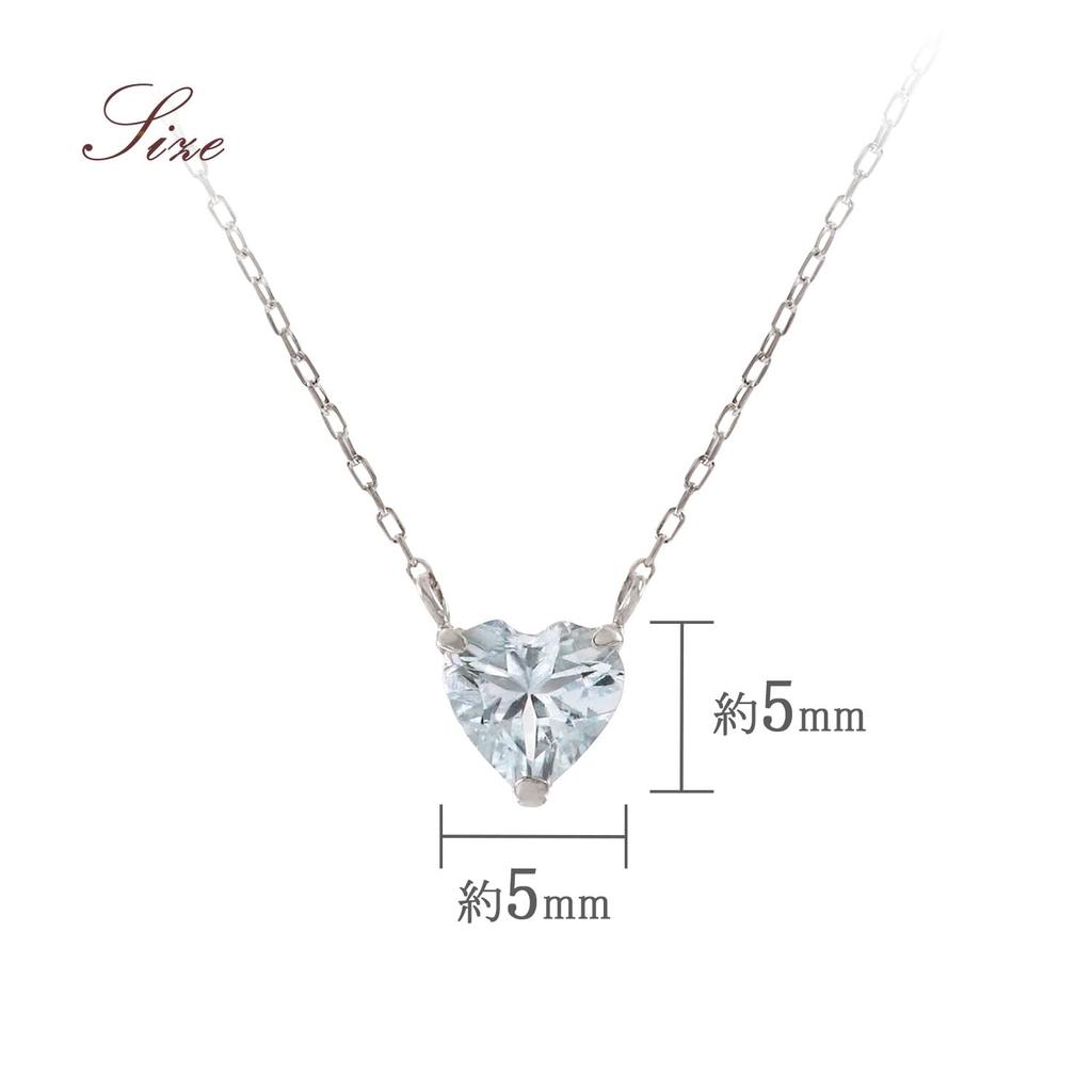 Barzaz Platinum Pt900 Heart Aquamarine Necklace for March Light 40cm Women, Birthstone, Blue,