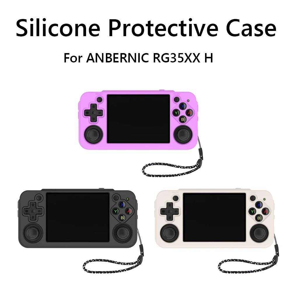Silicone Protective Case Shockproof Soft Case Cover Anti-Scratch with Lanyard for Anbernic RG35XX H Retro Handheld Game Console