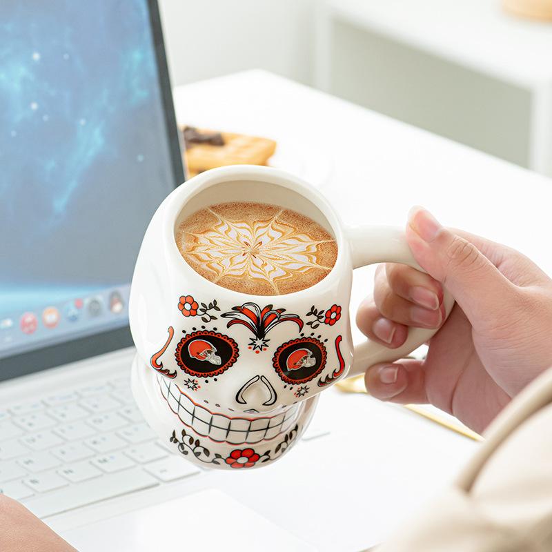 Halloween Skull Coffee Mug 400ML 3D Ghost Ceramic Mug Creative Funny Water Cup Breakfast Milk Cup Home Drinking Halloween Gift