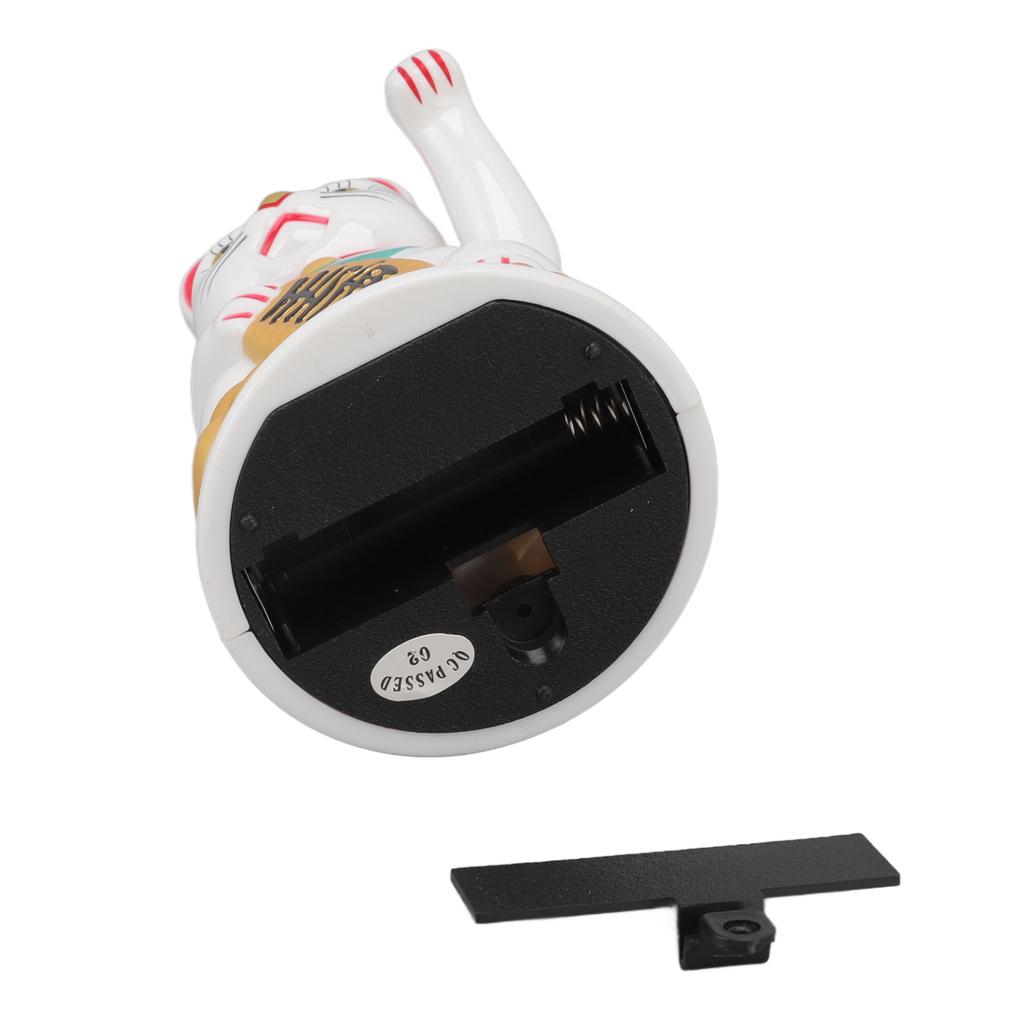 Lucky Cat Ornament Hand Waving Plastic Electric Cat Sculpture for Home Decoration Gift Giving 4.5in White MLY45C