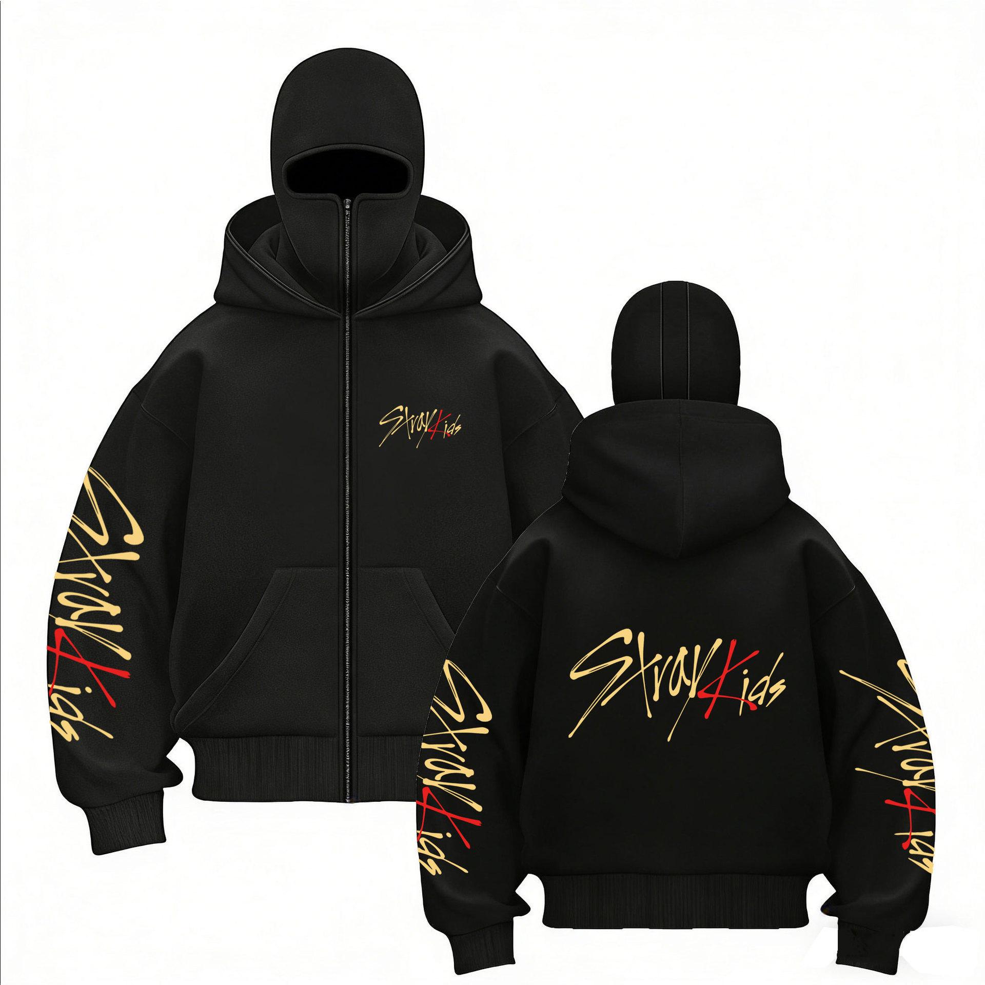 

Світшот на блискавці з принтом-комбінацією StrayKids, Новий, З подвійним капюшоном, Пуловер на блискавці, Чоловіча та жіноча куртка-світшот XXL
