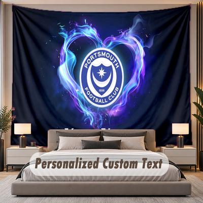 Custom Name Text Tapestry Portsmouth FC Personalized Polyester Wall Tapestry For Bedroom And Room