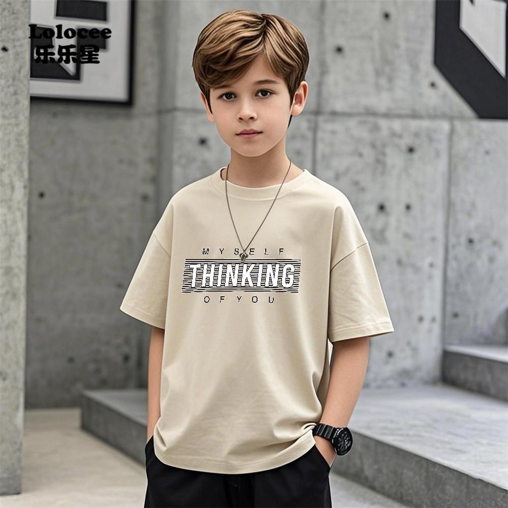

Men s casual letter printed T-shirt pattern top, comfortable children s clothing 150