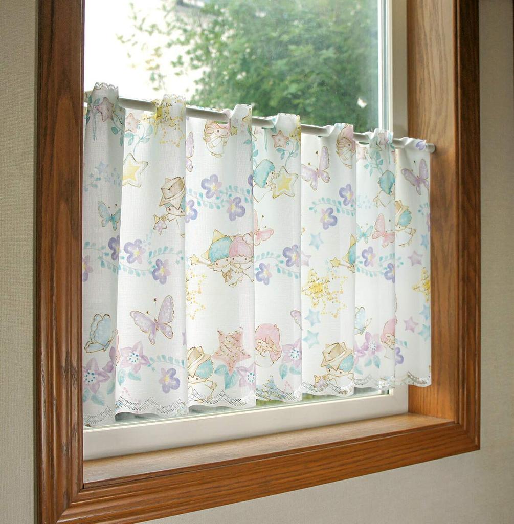 Noren Kobo Cafe Curtain, Little Twin Stars Floral Design, 120cm Wide X 45cm Long, Perfect for Small Windows, Privacy Screen, 93564