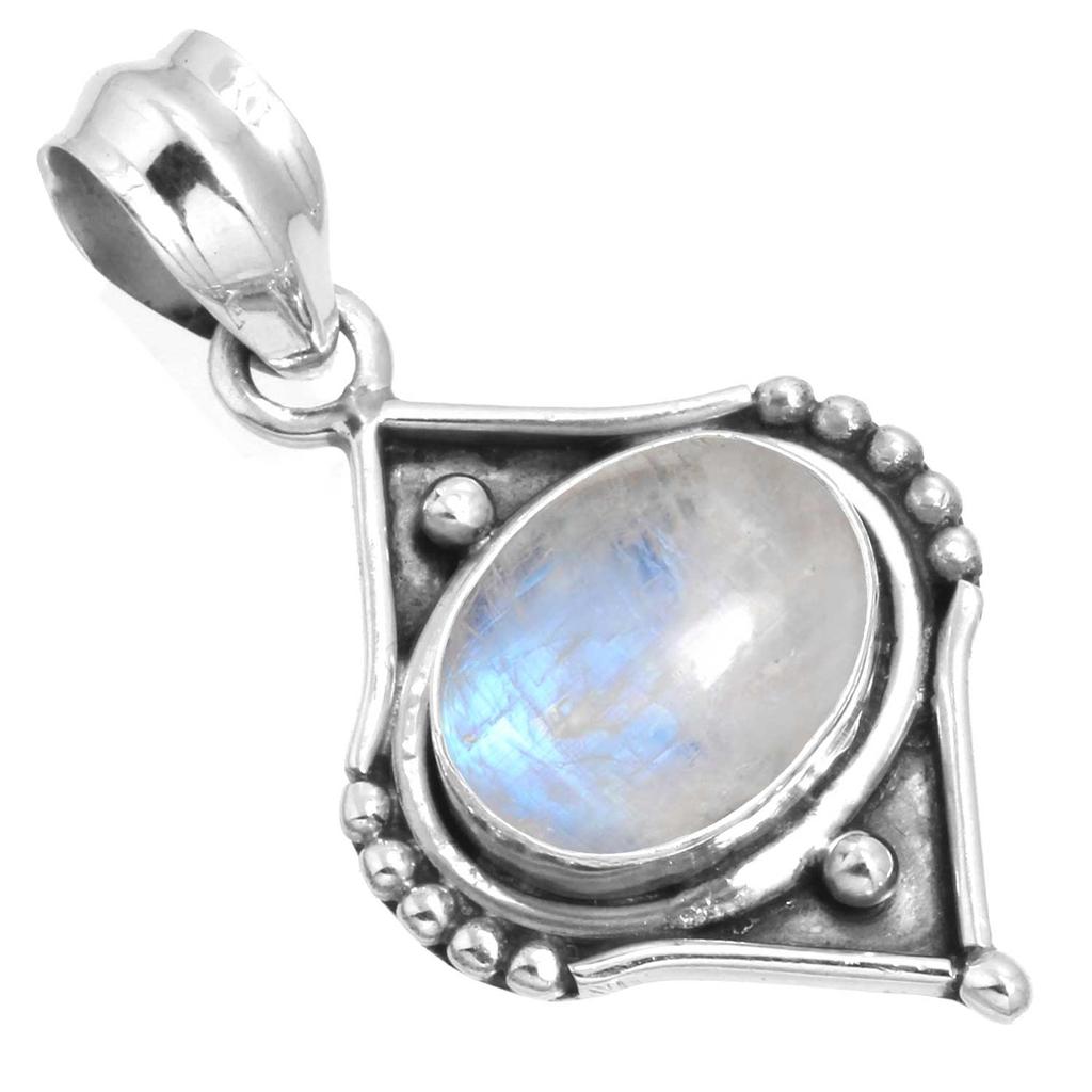 925 Sterling Silver Pendant Women Gemstone Handmade Jewelry Thanksgiving Gift Malachite Moonstone Rose Quartz Red Stone Smoky Topaz Tiger Eye Cocktail