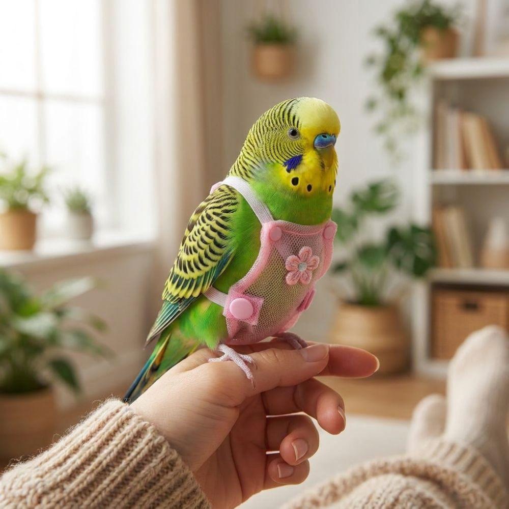 Breathable Mesh Bird Flight Suits with Leash Parrot Nappy  for Cockatiel Pigeons