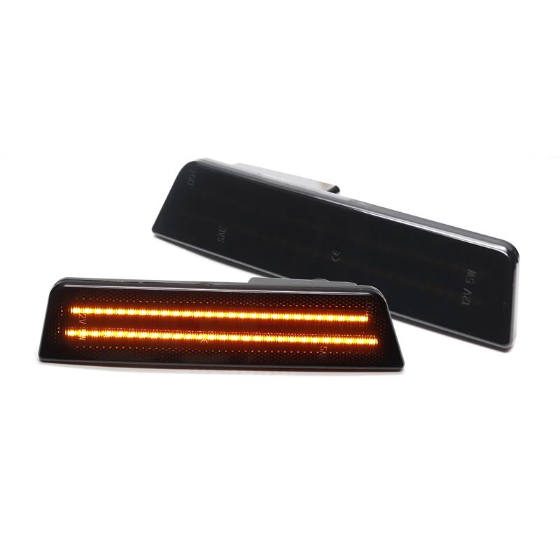 

For Dodge Challenger 2008-2014 Clear & Smoked Lens LED Side Marker Lights Dual Row Amber Front Red Rear Side Fender Reflector