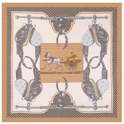 Silk Scarf Women Large Shawls Stoles Horse Print Square Scarves Echarpes Foulards Femme Wrap Bandanas 130*130Cm