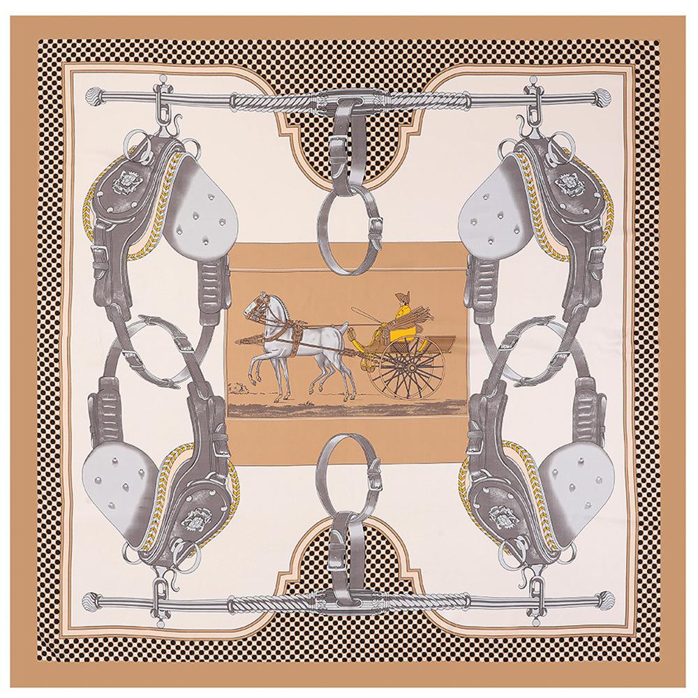 Silk Scarf Women Large Shawls Stoles Horse Print Square Scarves Echarpes Foulards Femme Wrap Bandanas 130*130Cm