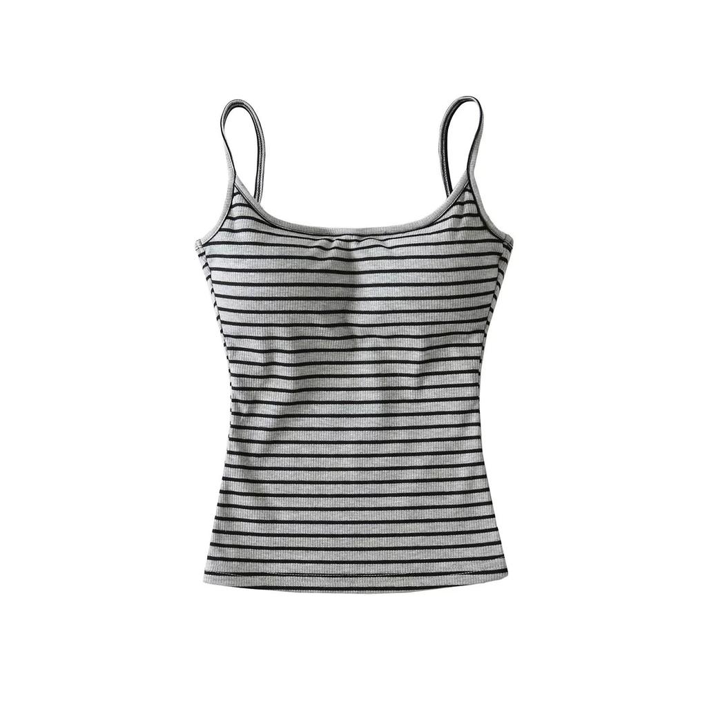 Hongkongský retro šik pruhovaný top pro ženy - Slim fit jarní/letní módní vesta