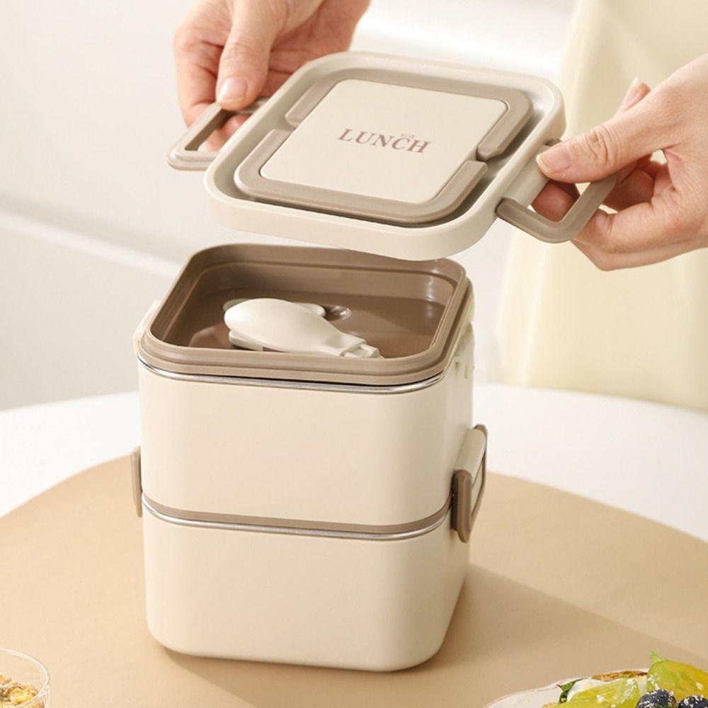 Leakproof Square Lunch Box with Spoon Food Storage Box Portable Lunch Container  Office