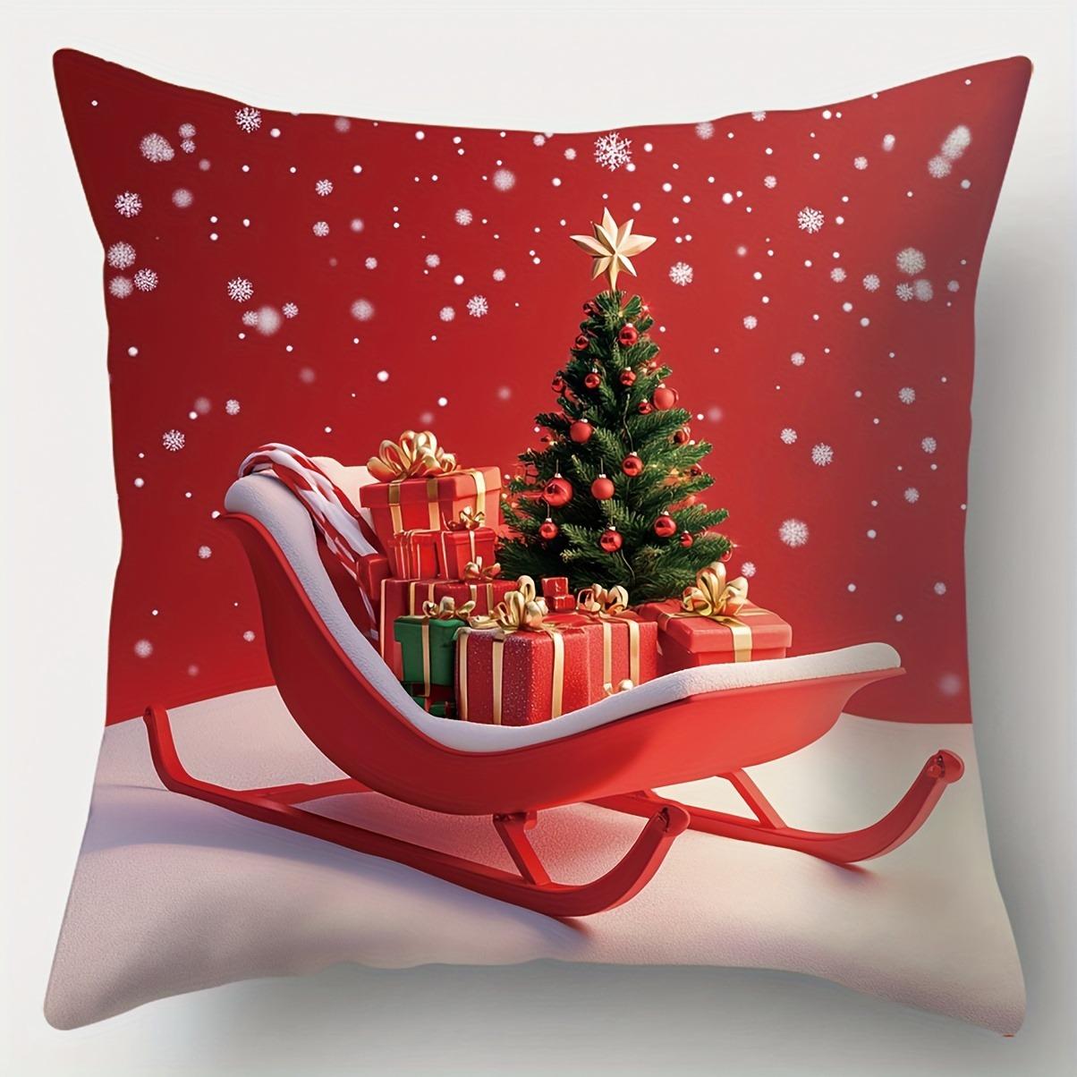 

Christmas Delights: Santa, Sleigh, Snowman & Truck Themed Pillowcases Sofa room cushion cover home decoration new year gift 16x16Inch