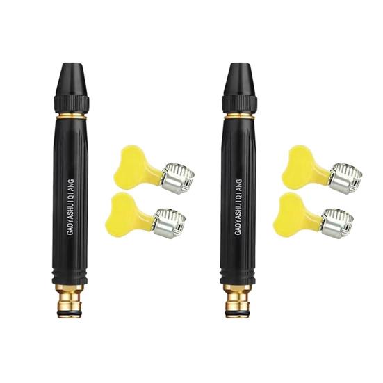 High Pressure Jet Nozzle, Car Wash Hose Nozzle with Adjustable Spray Settings, Booster Nozzle Includes Hose Clamps for Car Washing, Garden Watering,
