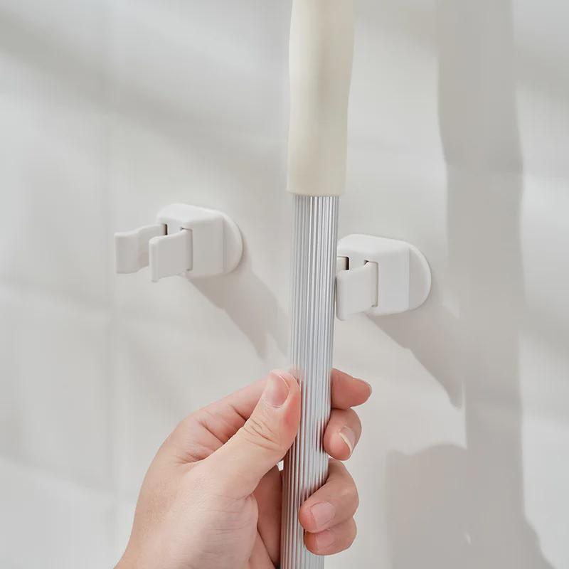 Japanese-Style Punch-Free Mop and Broom Holder with Bathroom Hook
