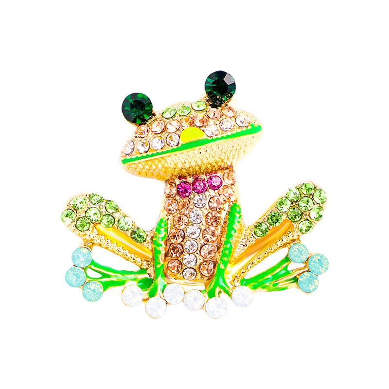 

New Trendy Cartoon Color Rhinestone Dripping Oil Tree Frog Brooches for Women Enamel Corsage Clothing Accessories Jewelry Gifts