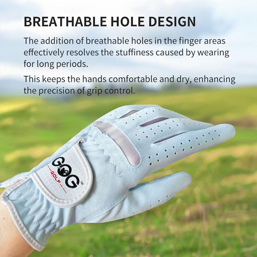 Golf Gloves for Women Lady Girl Professional 1 Pair Pink Blue 2 Colors Fabric Sports Golf Game Ball Tennis Baseball Gift 1 Pair 6