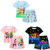 Conjunto de Pijama de Verano con Estampado Sprunki para Niños y Niñas de Algodón Casual Dibujos Animados Traje de Dos Piezas para Estar en Casa para Niños