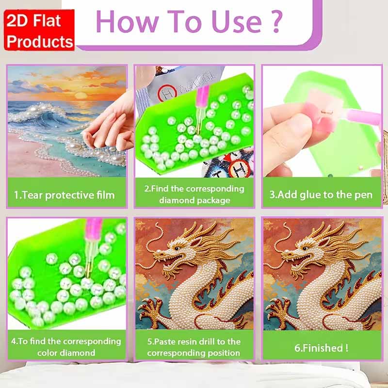 Pearl Art Painting Home Wall Decor Chinese Dragon Pearl Gemstone Painting Picture Crafts Adult/Beginner Gift Creative Home Decor Unframed