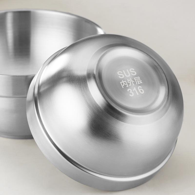 Hongjunda 316 Stainless Steel Double-Layer Anti-Scald Noodle and Soup Bowl
