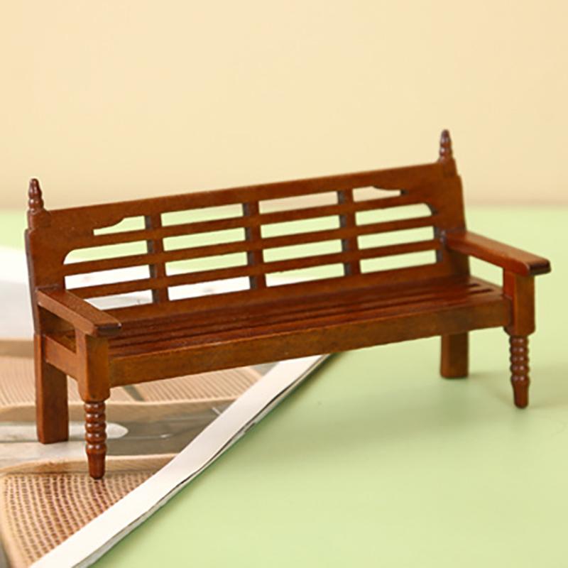 Doll House Cartoon Bench Ornaments Props Doll House Mini Wooden Ornaments Benches