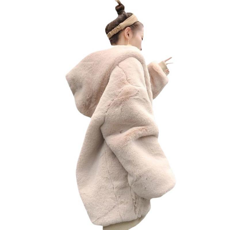 Plush imitation fur coat women's new loose autumn and winter thickened imitation rabbit fur coat medium and long
