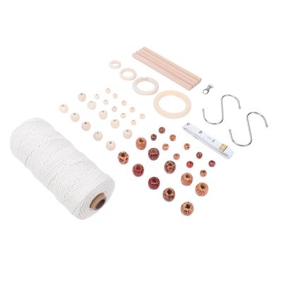 DIY Macrame Supplies Kit for Beginners 3mm 115yards Natural Cotton Macrame Cord with Wooden Beads Rings Sticks S Hooks for Plant Hangers