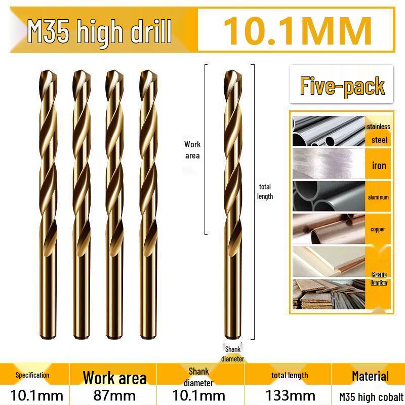 Burghiu elicoidal M35 Cobalt pentru tablă metalică din oțel inoxidabil de înaltă duritate.