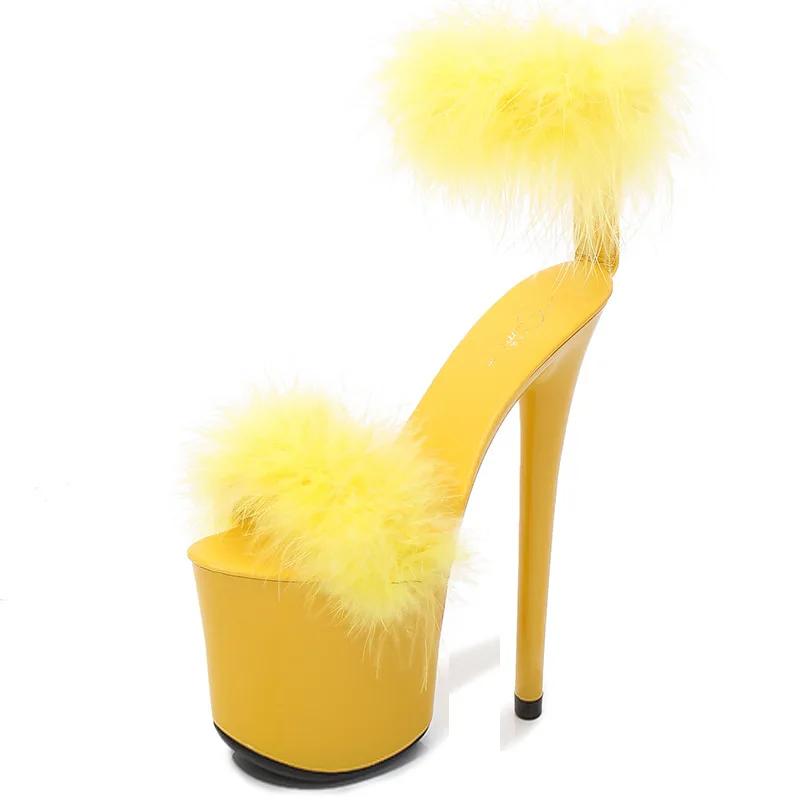 Fashion Slippers 20cm extra high heels, thin heels, sexy waterproof platform, hating the sky, super high slippers women's summer sandals