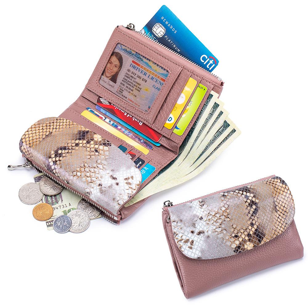 New Short Wallet, Fashionable Women's Soft Leather Texture Clutch Bag, Large Capacity Storage Bag, Snake Pattern Wallet.