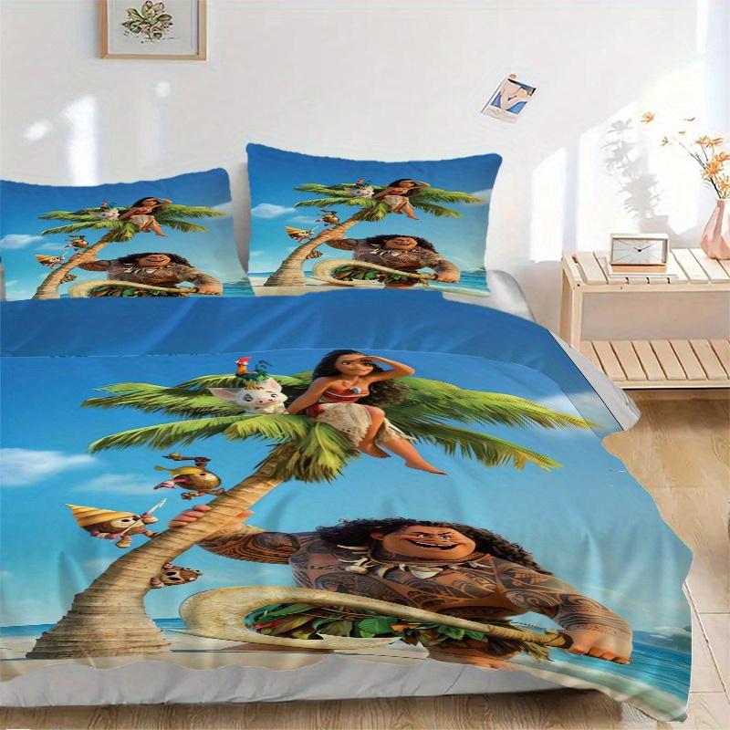 

3pcs Disney Moana s Adventure Quilt Cover Set (1 Quilt Cover + 2 Pillowcases Without Pillow Core), High-Definition Printing for Home and Dor 135x200cm