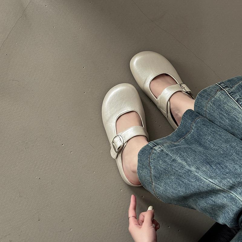 Baotou Half Slippers Trendy Retro Square Head Lazy Cool Slippers Women's 2025 Summer New Outer Wear Flat Bottom Versatile Muller