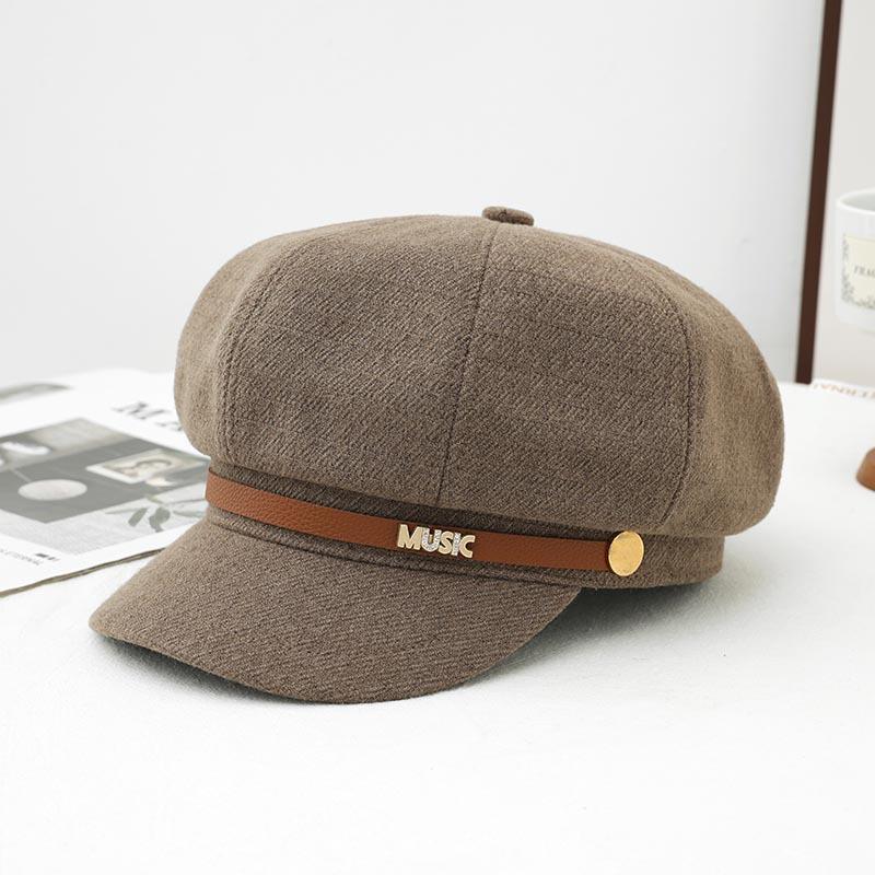 Octagonal Beret Women's Autumn/Winter New Painter's Cap, Newsboy Hat, Big Head Circle, Face-Enhancing Small Baseball Cap