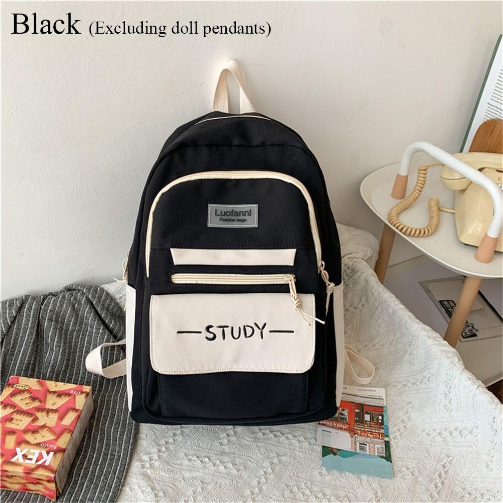 

Нейлоновый рюкзак большой емкости для подростков, однотонный школьный рюкзак для женщин и мужчин, водонепроницаемый дорожный рюкзак, сумки для школьников чёрный