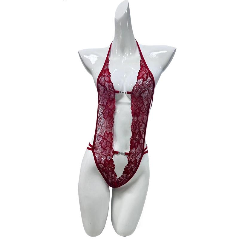 Sexy lingerie sexy SM strap one-piece clothes front buckle lace sexy nightclub passion uniform