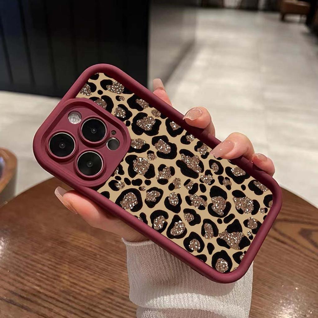 Case For RENO 15 13 14 PRO 15F 13F 11F 12F OPPO A3 A5 A6 PRO A3X A5X A6X Soft Y2K Leopard Print Shockproof Bumper Cover