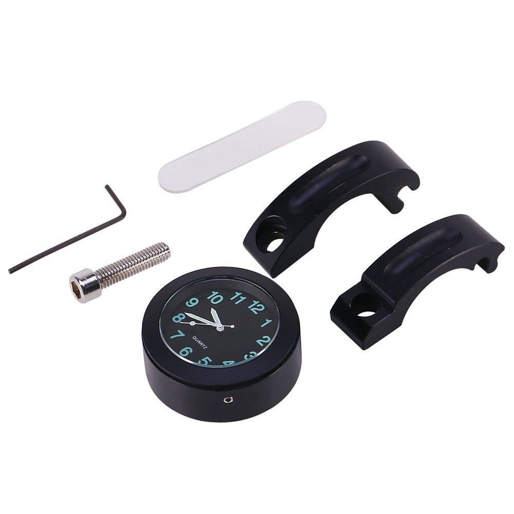 Motorcycle Clock Waterproof Radio Digital Aluminum Handlebar Mount Watch, Motorcycle