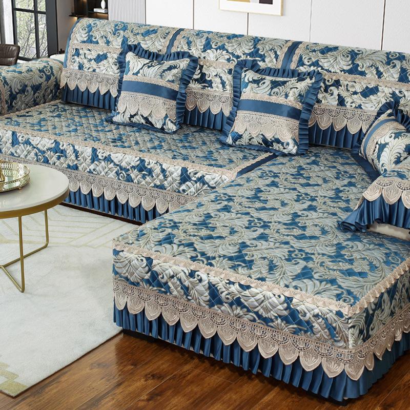 Sofaüberwurf Vollständige Abdeckung Gestepptes Kissen für alle Jahreszeiten Hochwertiger Sofa-Überwurf im europäischen Stil Eleganter Möbelschutz