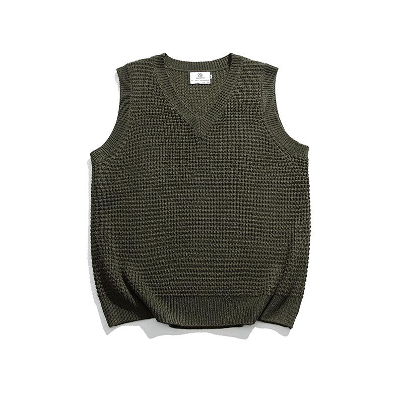 

Men s Loose V-Neck Solid Color Sweater Vest - Autumn/Winter Korean Style Sleeveless Knitwear XXL зелений