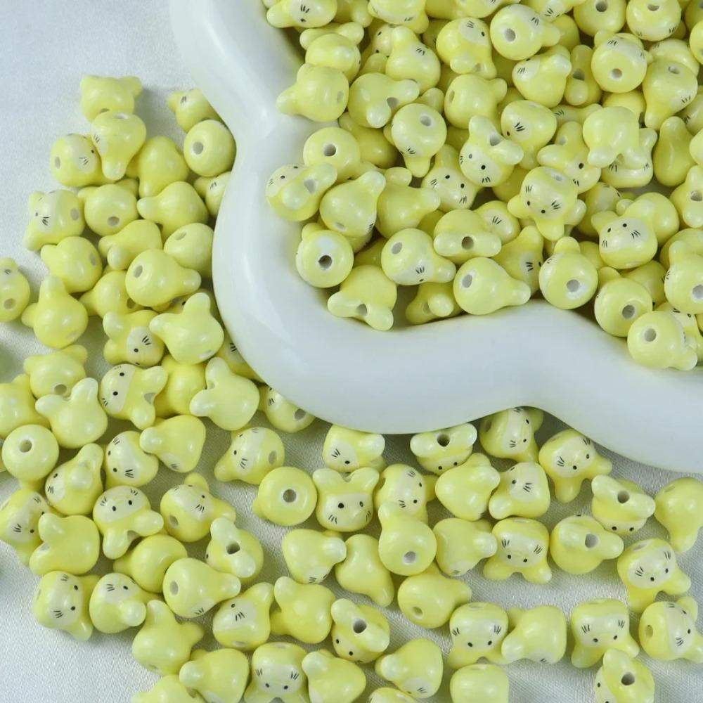 10Pcs Ceramic Cute Rabbit Ceramic Beads Rabbit Rabbit Shape Porcelain Bead  Necklace Accessories