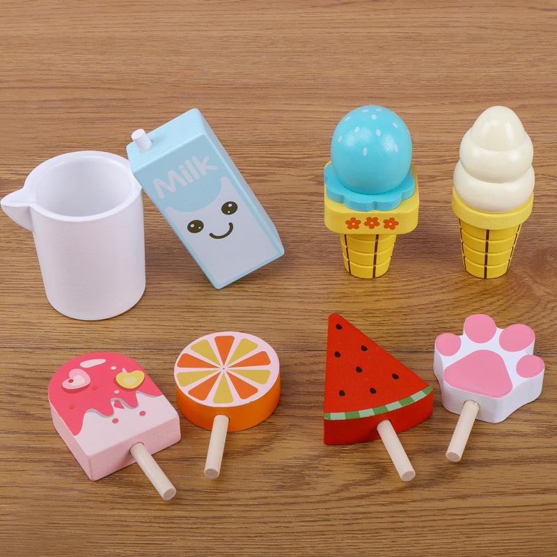 Children Simulation Breakfast Bread Milk Dessert Play House Combination Wooden Role Playing Toys